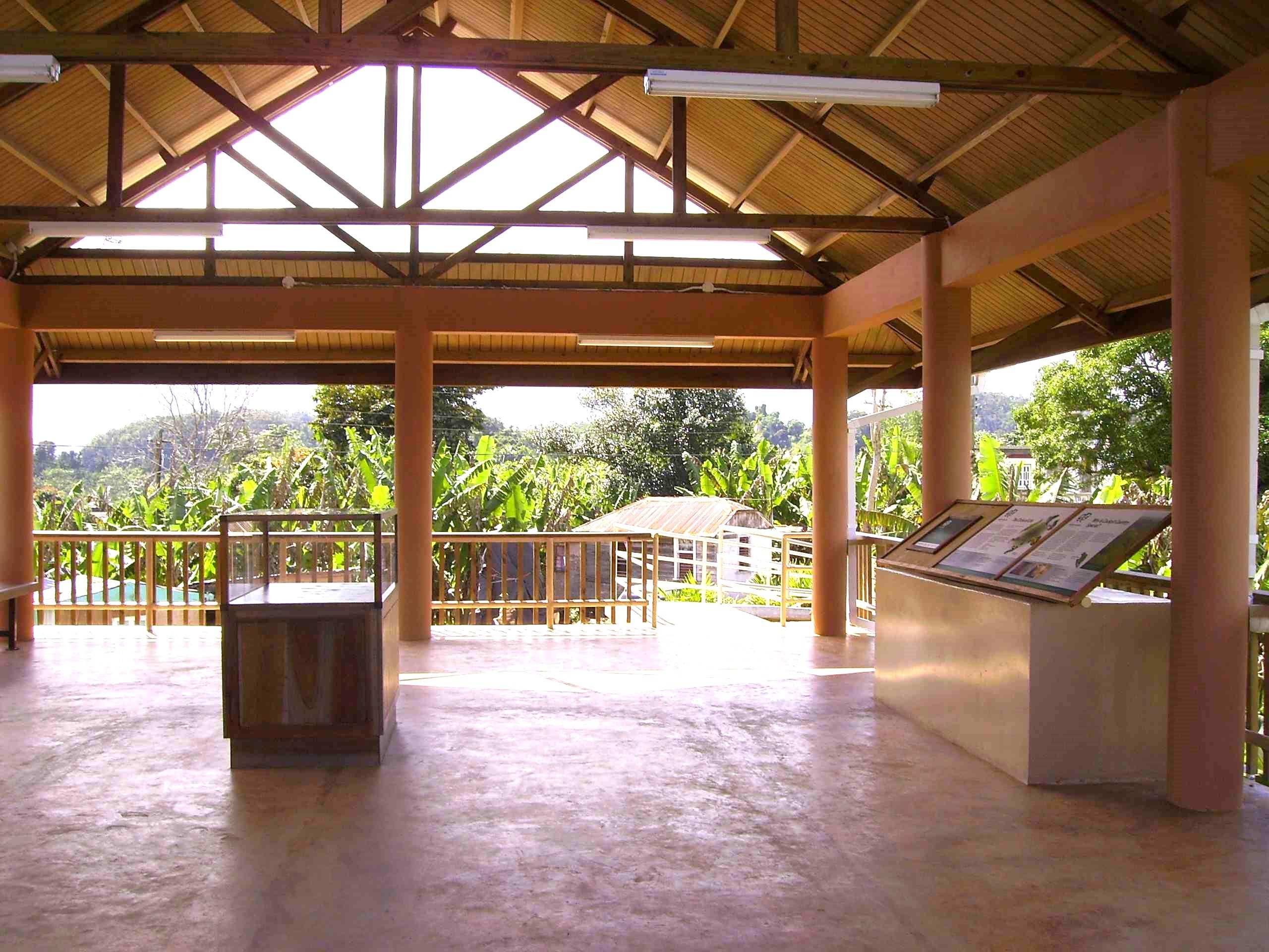 cockpit country, flagstaff, interpretive centre, interpretive center, community center, open-air structure, timber construction, truss, pavilion, exhibition, informative center, timber railing